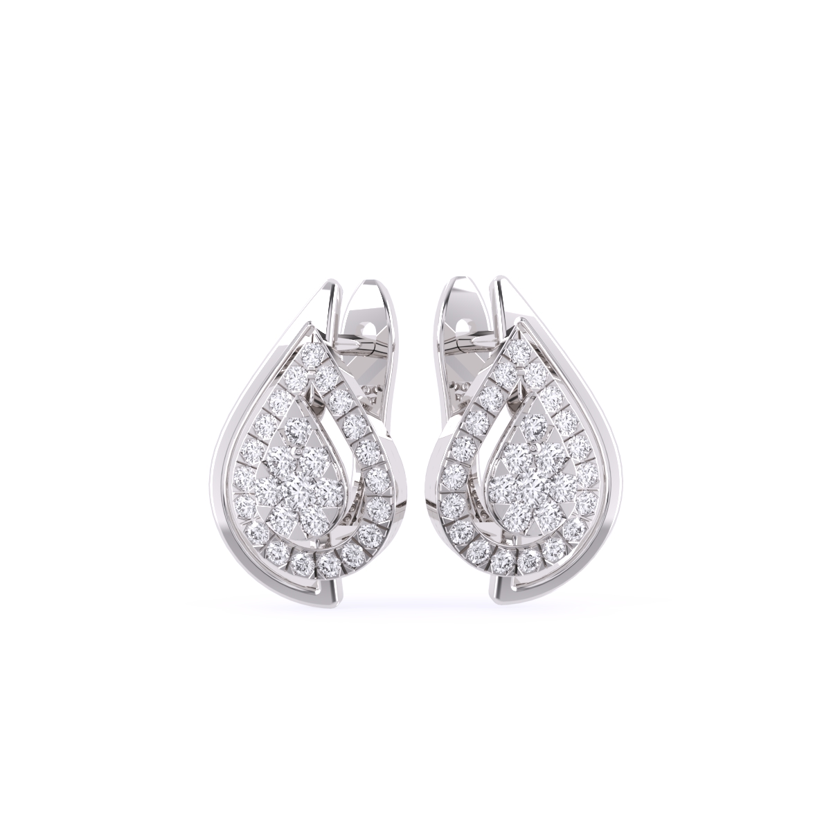 Dazzling Pear Shaped Halo Diamond Hoop Earrings